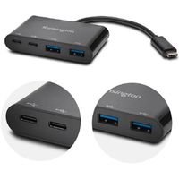 Adaptador Hub USB-C a USB-B(2) y USB-C(2) 4 Puertos Negro