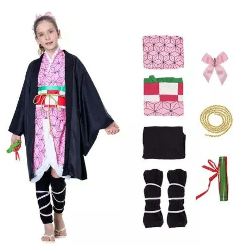 GENERICO - Disfraz Nezuko Kimetsu No Yaiba Cosplay Anime Niña Talla 110