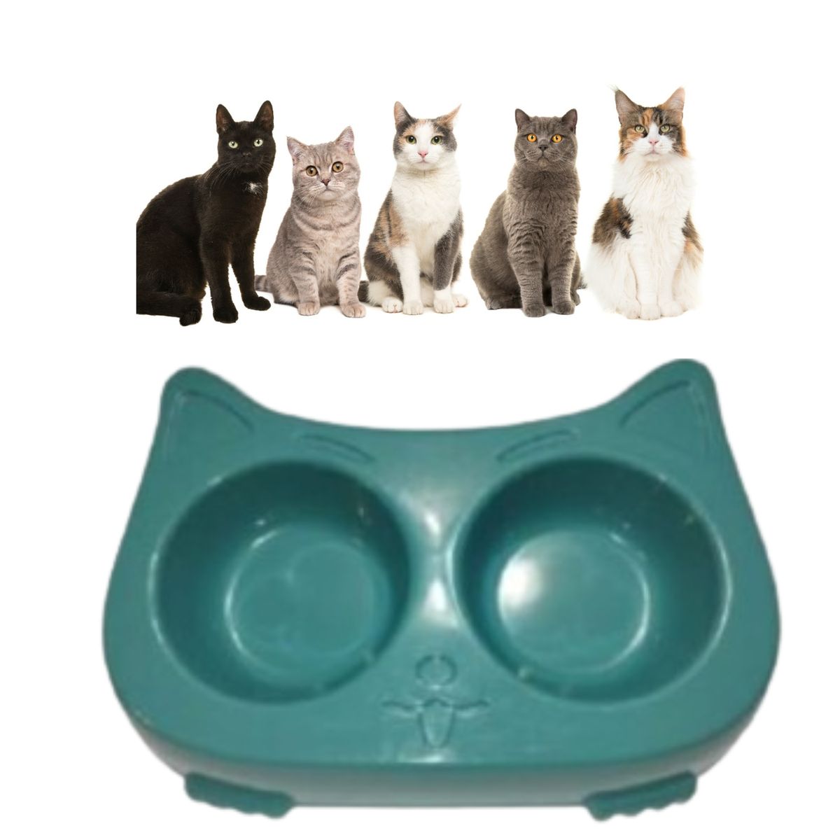 GENERICO - Comedero Bebedero Mascotas Plato Doble Agua Comida Gatos