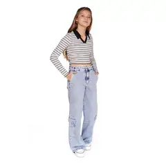 CACAO - POLERA STRIPE REGULAR C/ CUELLO TIPO POLO