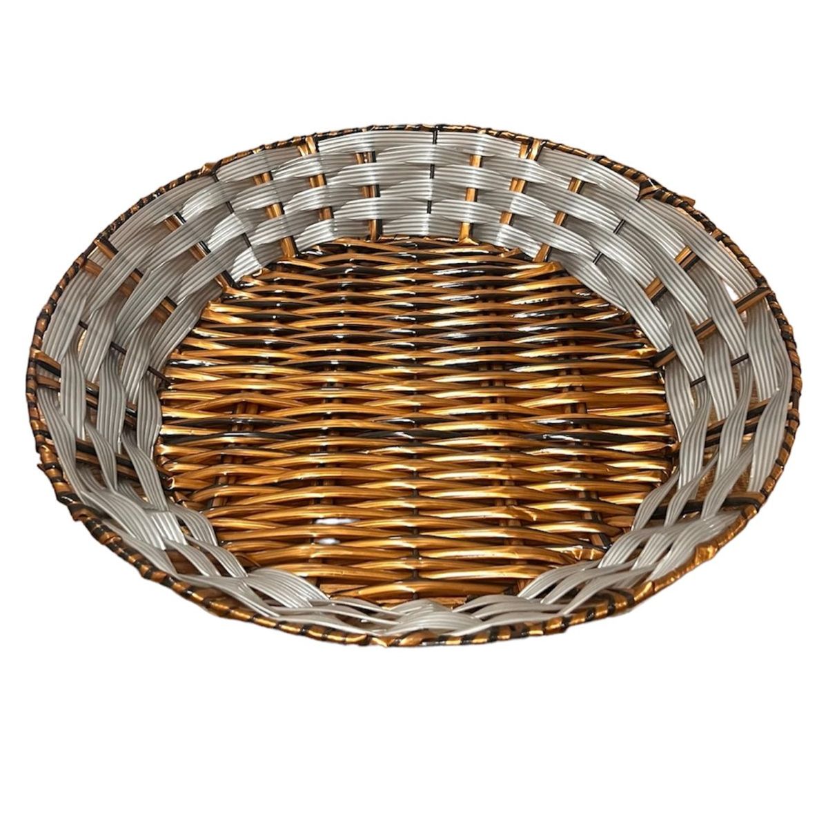 GENERICO - Bandeja Cesta De Ratan Cesta Tejida Bicolor 30x5cm