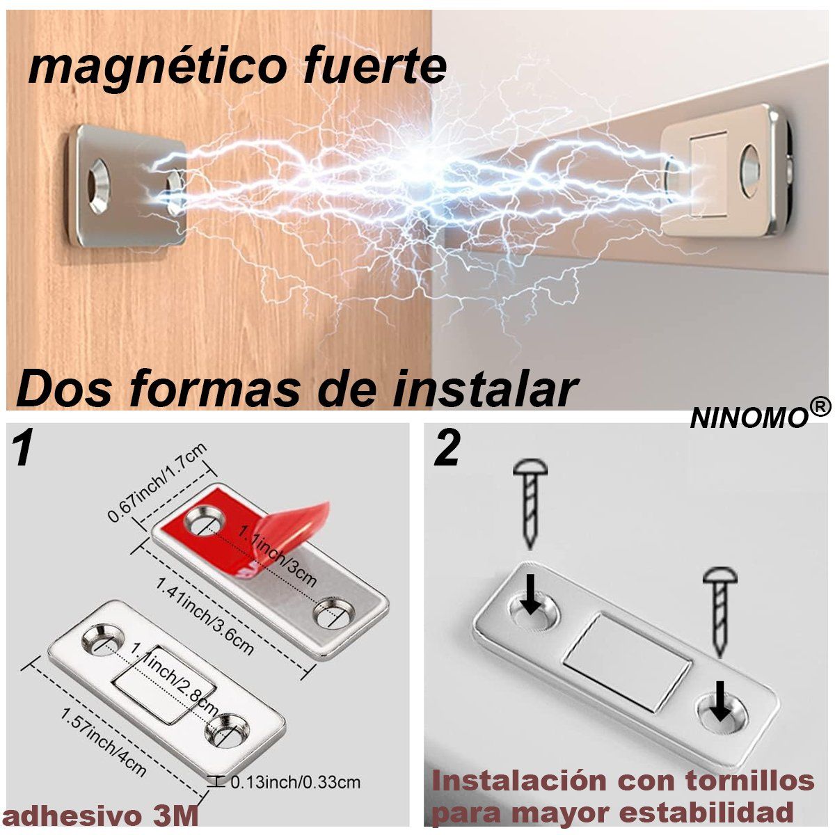 EDWINAYY - Pestillo Seguro Magnético Para Cajones Puerta De Mueble 4pcs