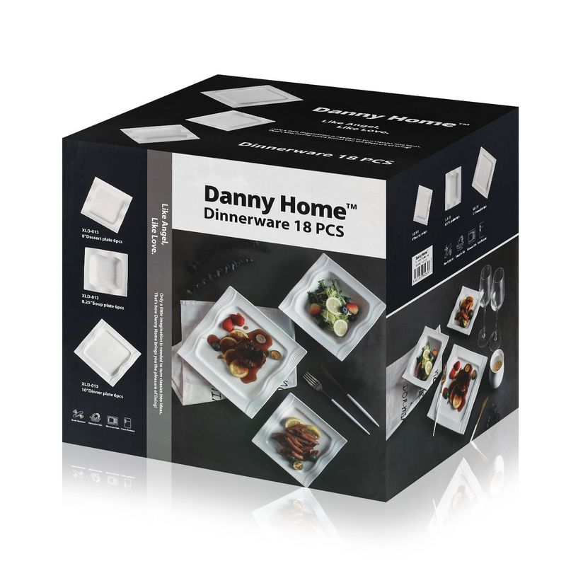 DANNY HOME - Set de Vajilla Cuadrada Danny Home™ 18 Piezas de Porcelana