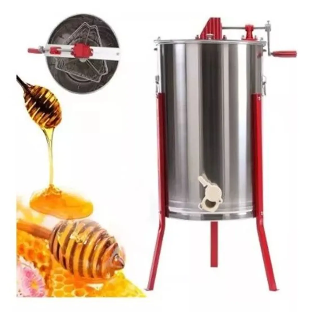 KUANGYE - 3 Marco Extractor De Centrifuga Miel Manual Acero Inoxidable