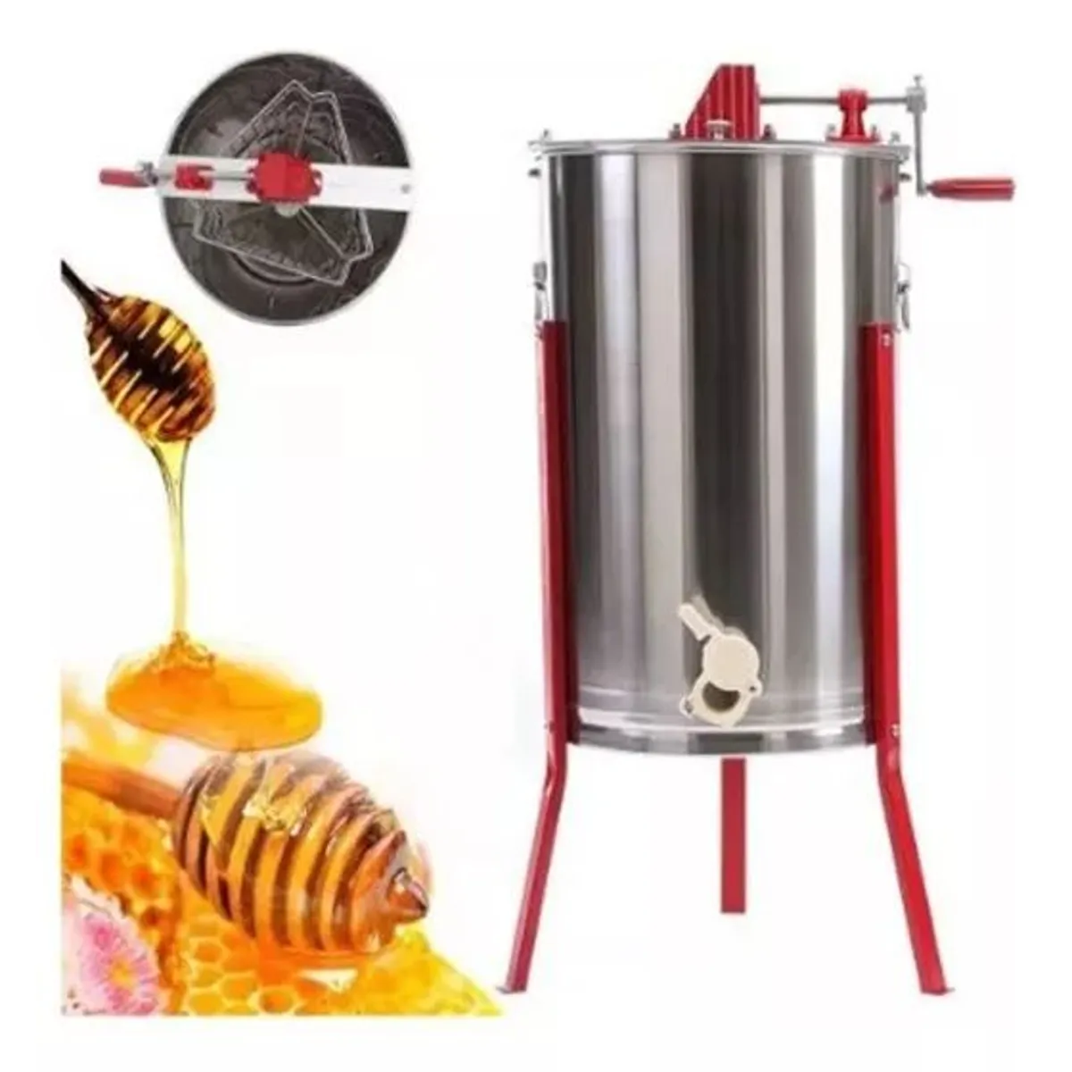 KUANGYE - 3 Marco Extractor De Centrifuga Miel Manual Acero Inoxidable