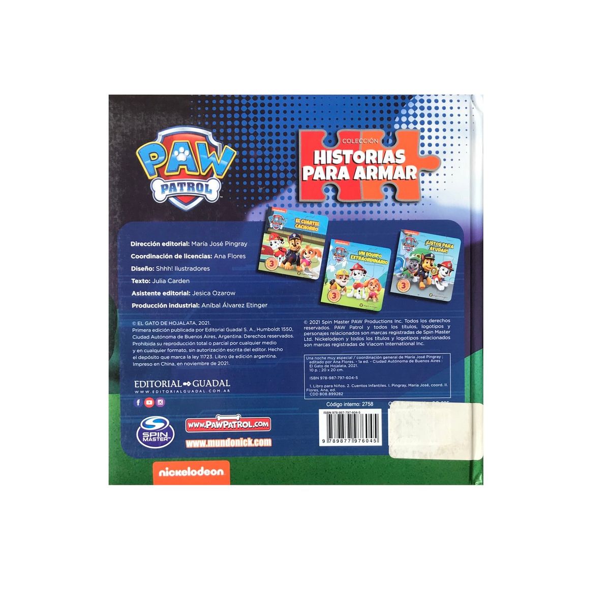 NICKELODEON - Libro Infantil Paw Patrol Una Noche Especial