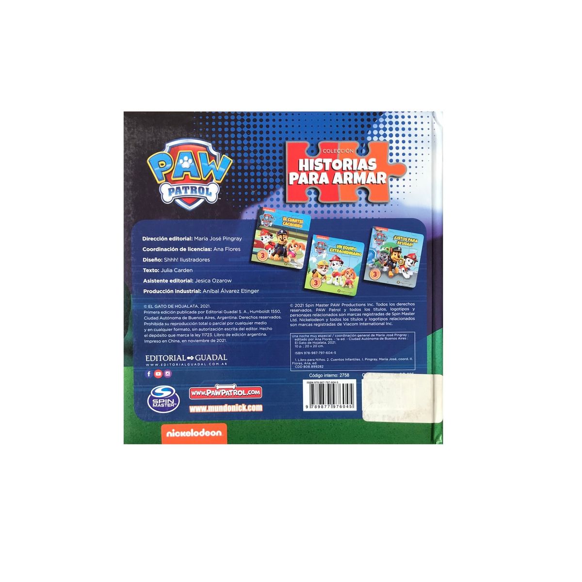 NICKELODEON - Libro Infantil Paw Patrol Una Noche Especial