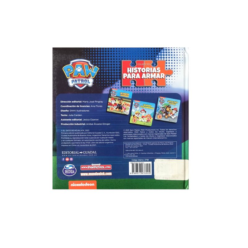 NICKELODEON - Libro Infantil Paw Patrol Una Noche Especial