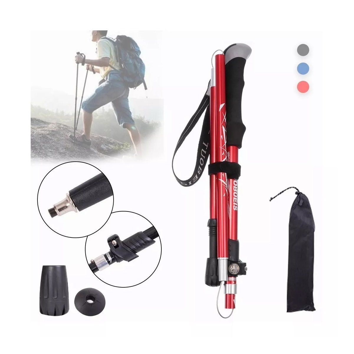 EDWINAYY - Bastón Plegable Ligero Senderismo Treking Caminar Escalar