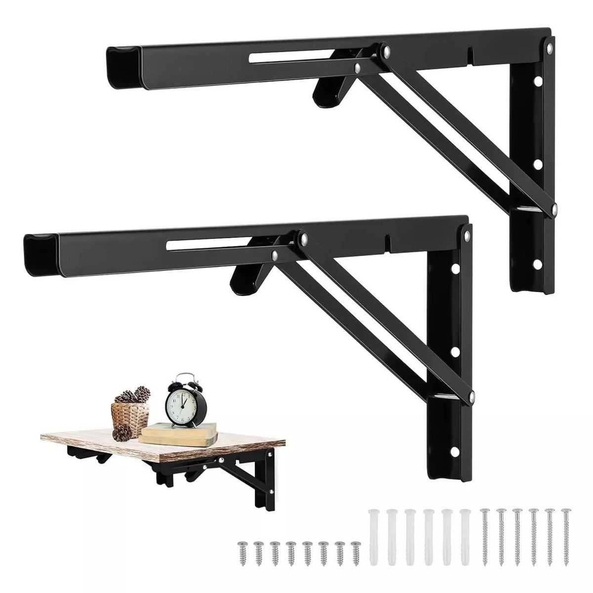 KUANGYE - 2 Bisagras Escuadra Soporte Estante Repisa Plegable 40cms