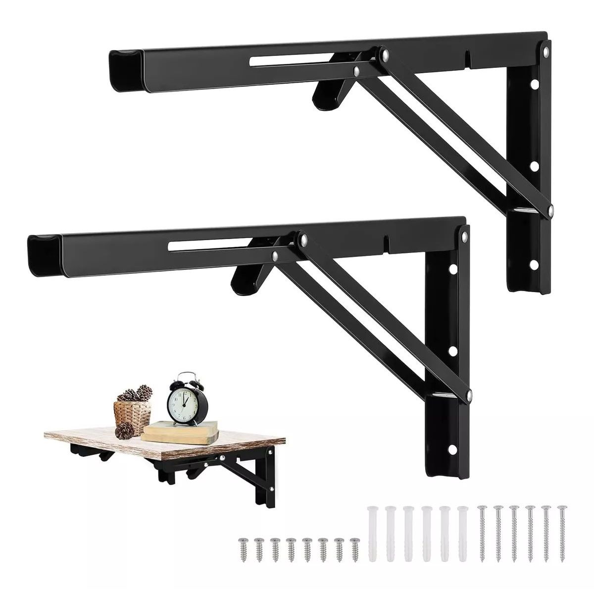 KUANGYE - 2 Bisagras Escuadra Soporte Estante Repisa Plegable 40cms