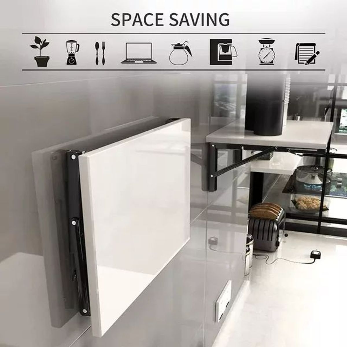 KUANGYE - 2 Bisagras Escuadra Soporte Estante Repisa Plegable 40cms