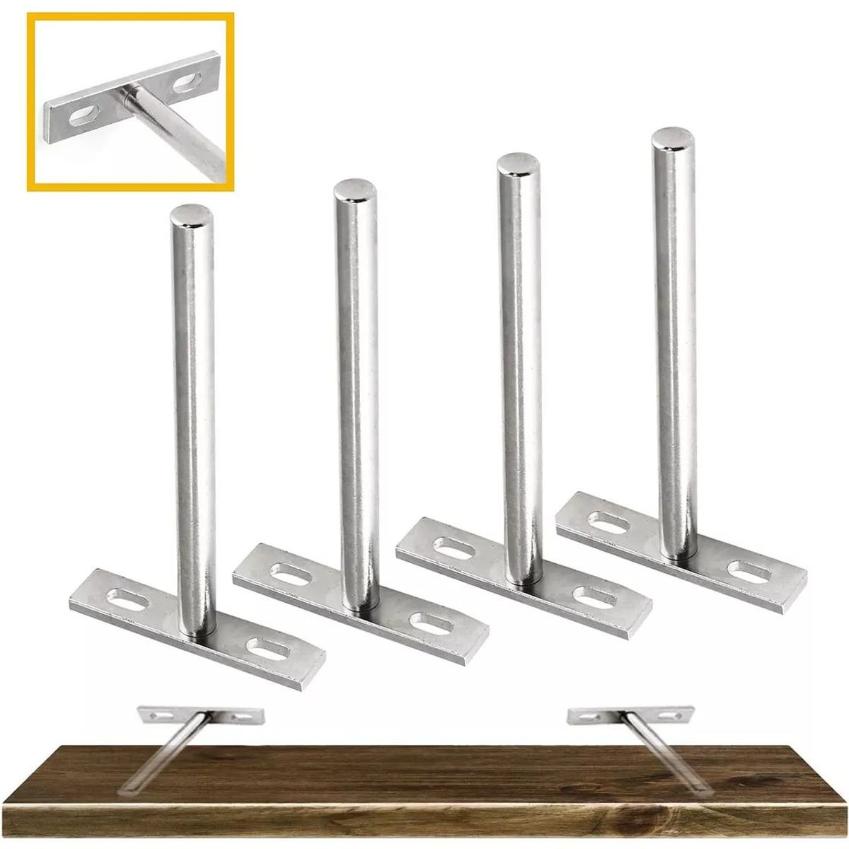 KUANGYE - Soporte Oculto Repisa Flotante 12,5cm 4 Piezas Inox