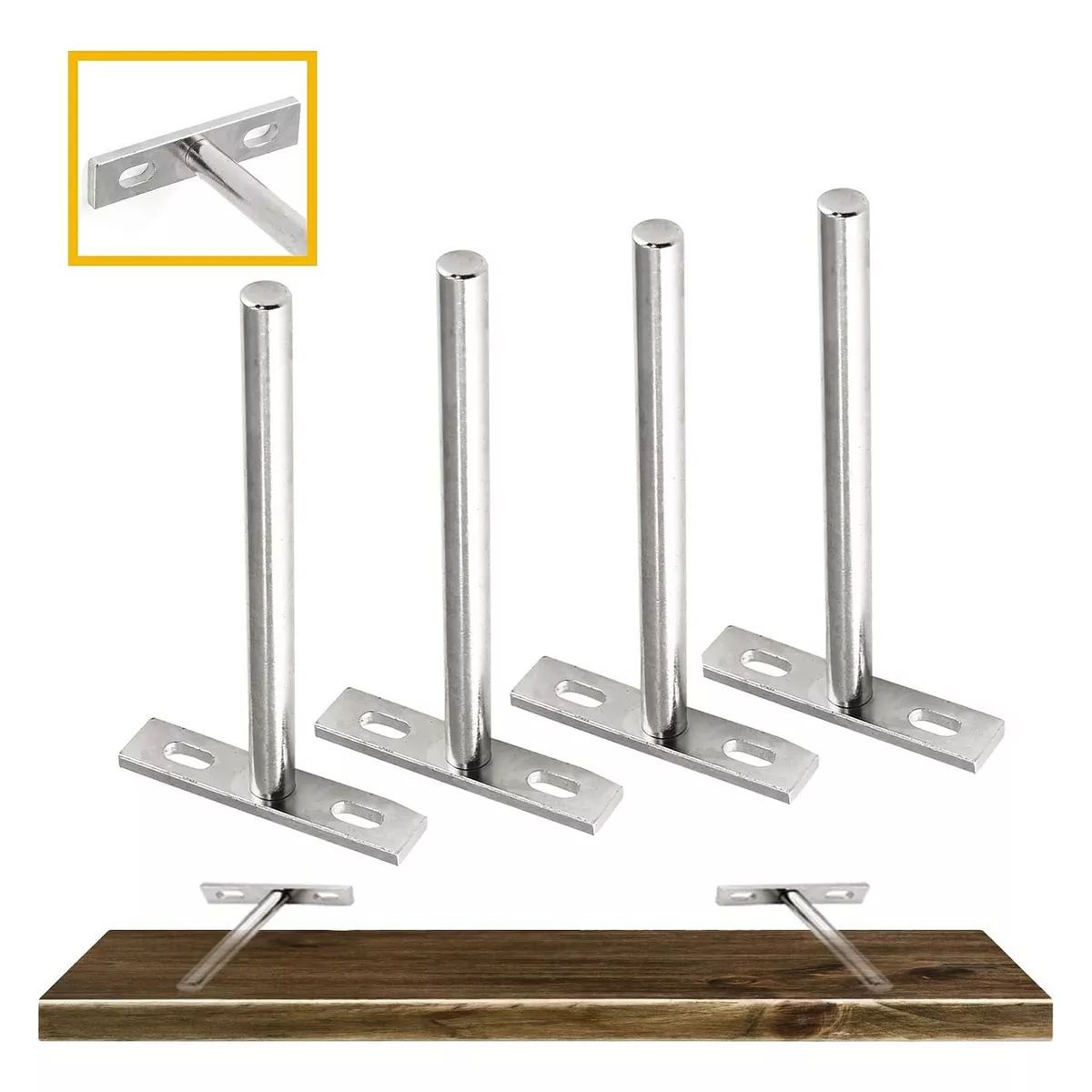 KUANGYE - Soporte Oculto Repisa Flotante 12,5cm 4 Piezas Inox