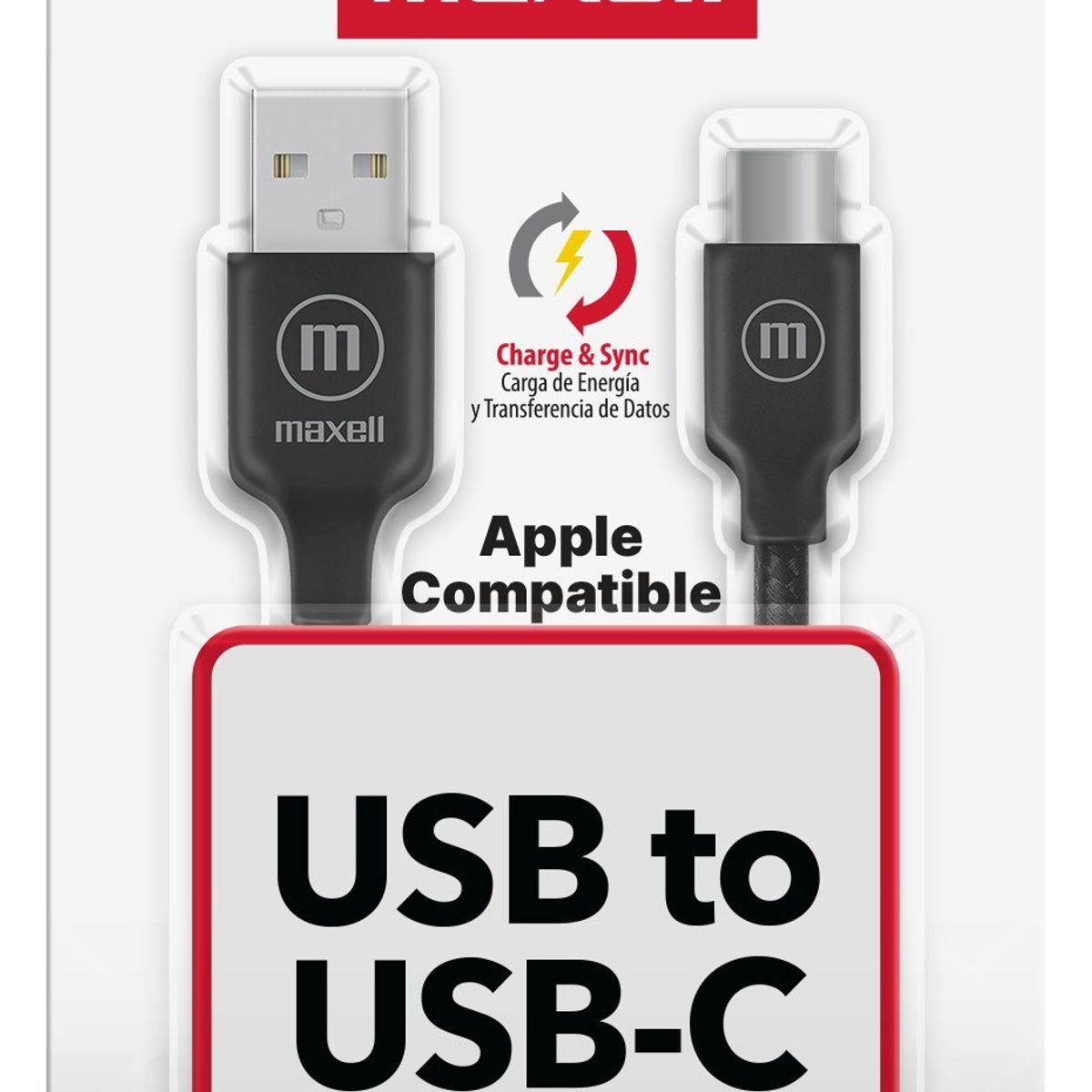 MAXELL - Cable Trenzado Usb A Usb-c Maxell 2 Metros Carga Rápida Negro