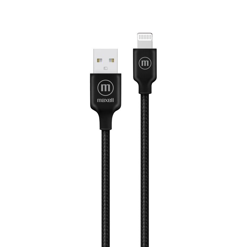 MAXELL - Cable Trenzado Usb A Lightning Maxell 2 Metros Carga Rápida Negro