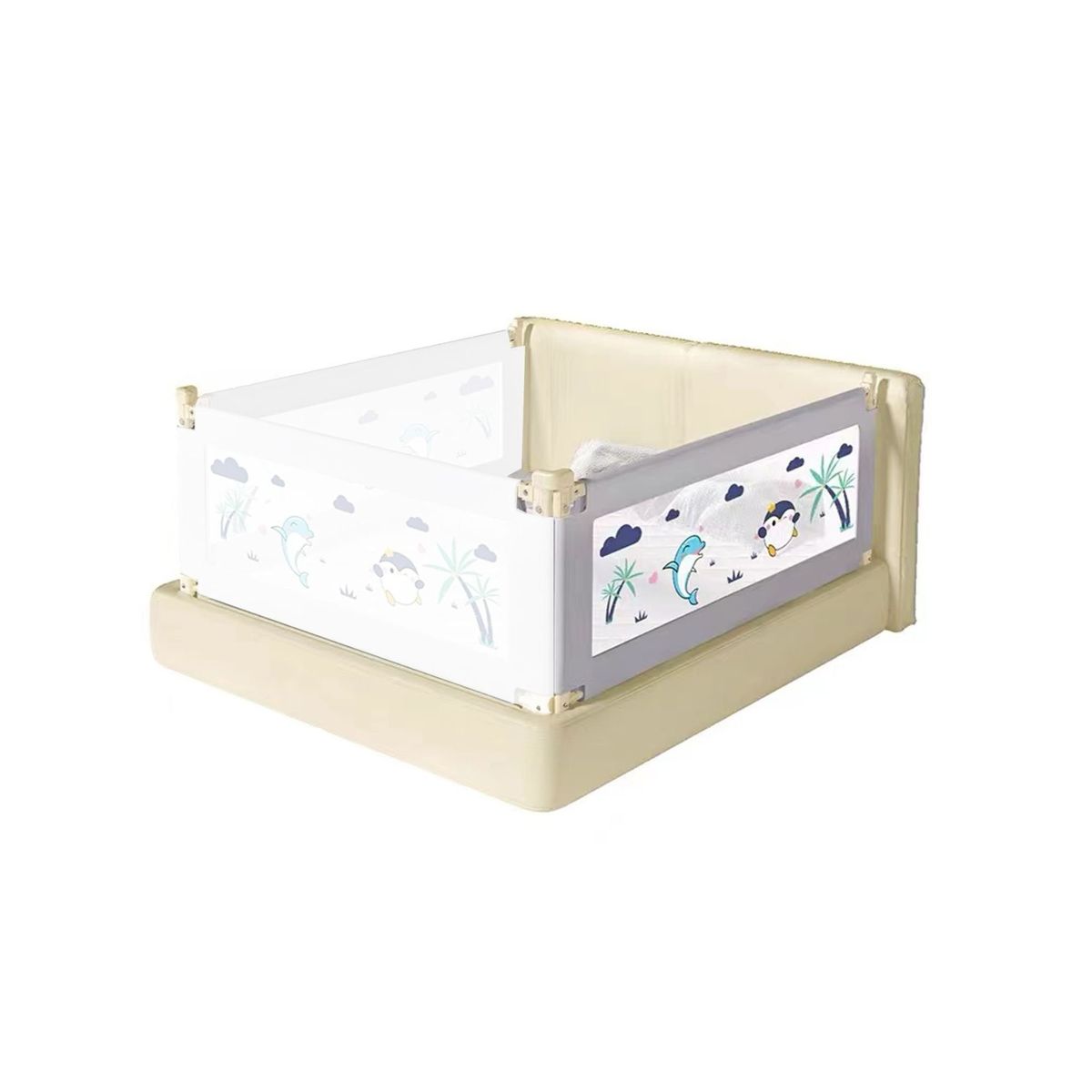 BABYLUNA - Baranda De Seguridad Para Camas Ajustable Modelo Delfín