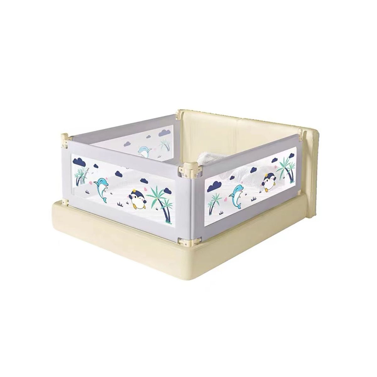 BABYLUNA - Baranda De Seguridad Para Camas Ajustable Modelo Delfín