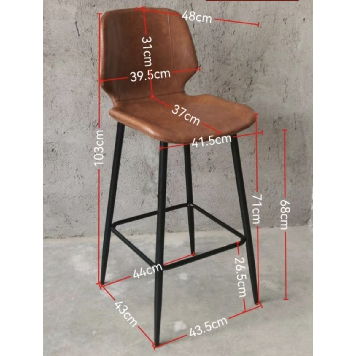 GENERICO - Silla de Bar New York 63 cm Cafe 4 Unidades