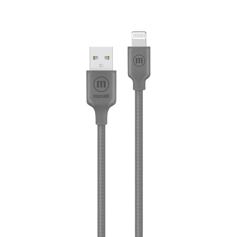 MAXELL - Cable Trenzado Usb A Lightning Maxell 2 Metros Carga Rápida Gris