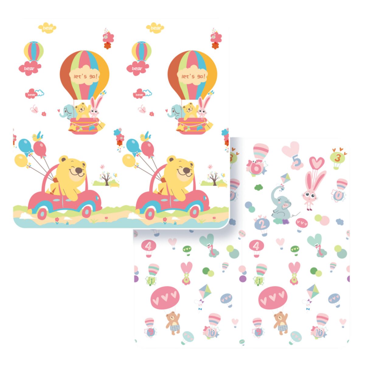 BABYLUNA - Alfombra Antigolpes Bebé Con Bolso 150x200x1cm Osos y Viajes