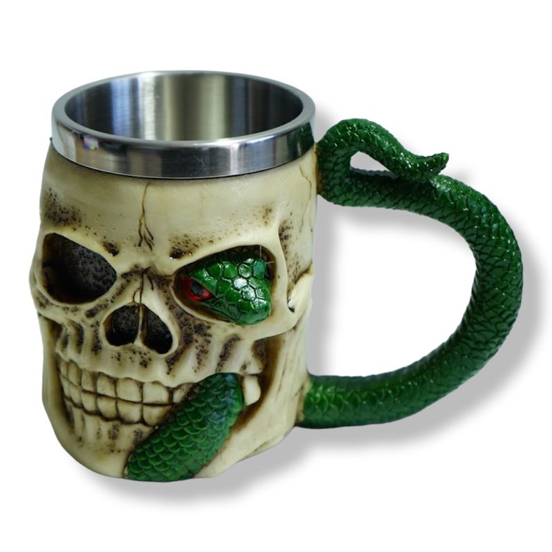 GENERICO - TAZON CALAVERA MUG MATE CAFE TE SNAKE  ACERO 420CC AP91
