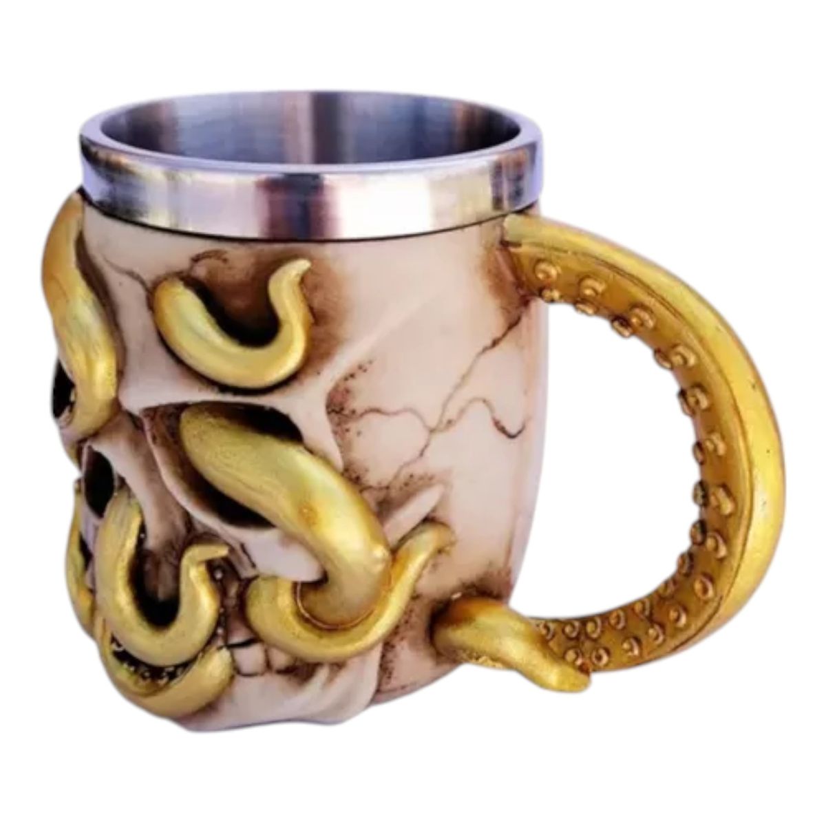 GENERICO - TAZON CALAVERA MUG MATE CAFE TE SNAKE  ACERO 420CC AP91