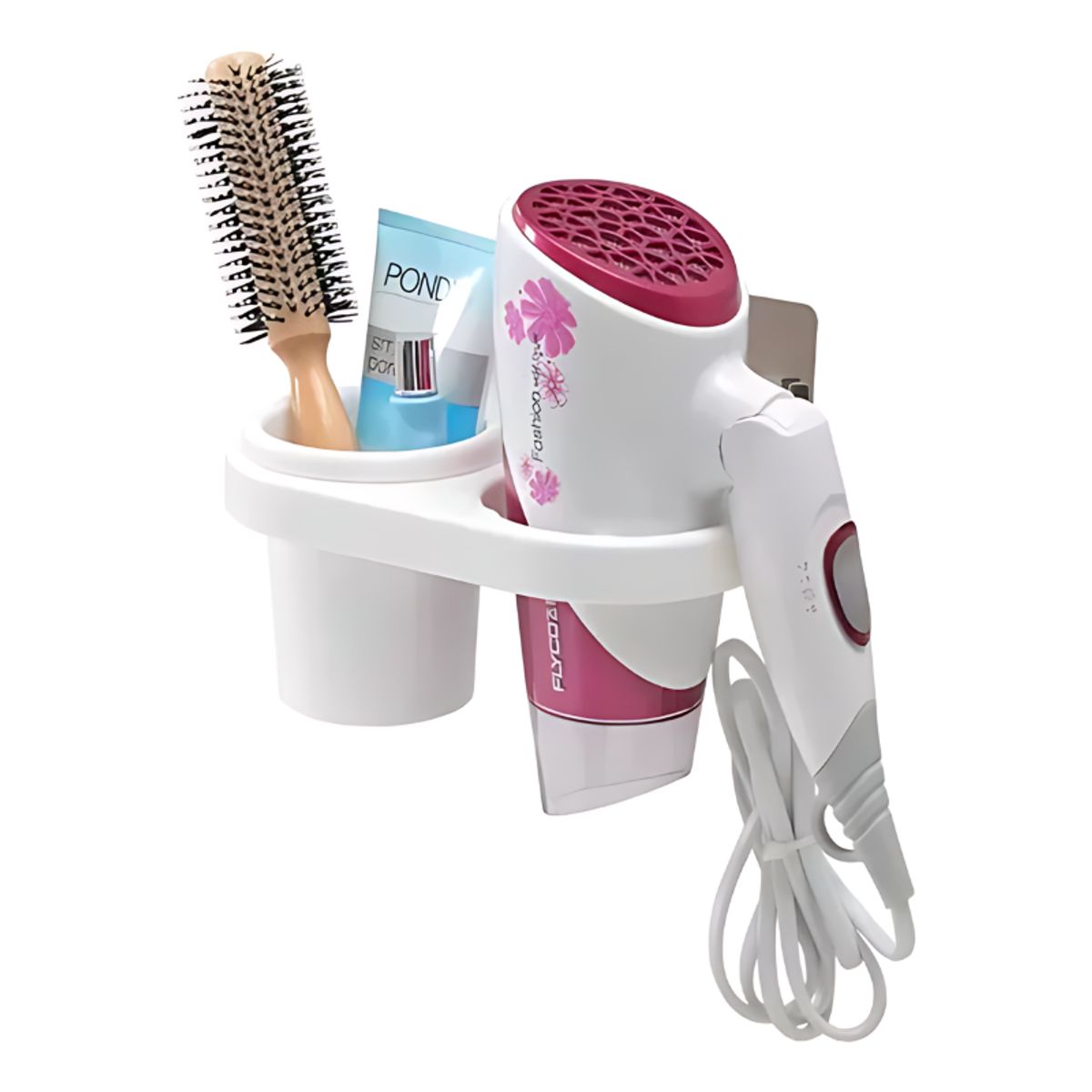 GENERICO - Soporte Porta Secador Cabello Base Utensilios Baño