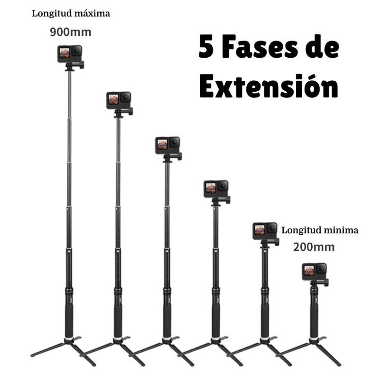 TELESIN - Bastón Selfie Tripode Para Smartphone Y Cámara Gopro U Otras