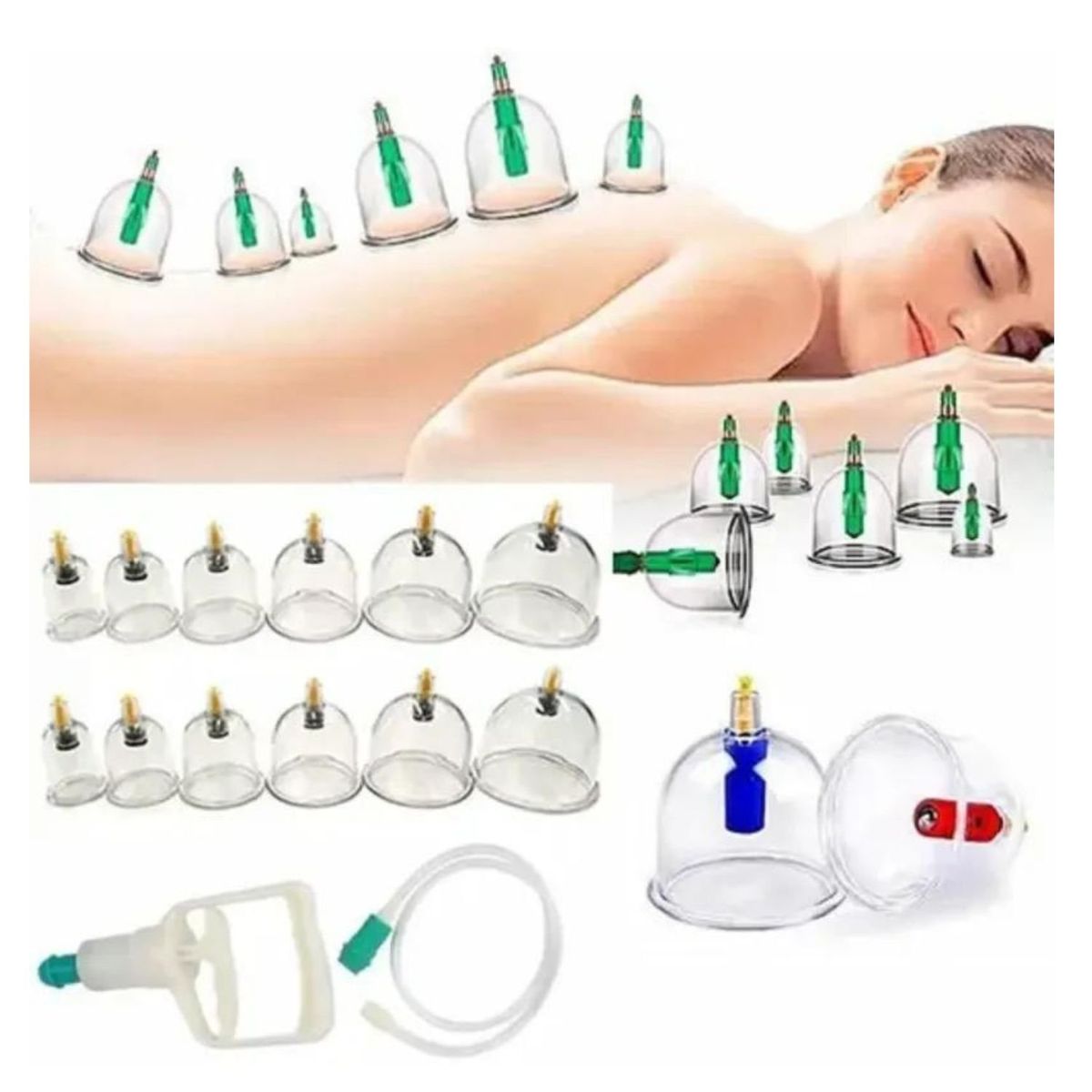 GENERICO - KIT 12 VENTOSAS MASAJES ELIMINA DOLORES TECNICA CHINA AM10