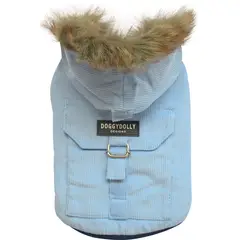 DOGGY DOLLY - Chaqueta Cotele Celeste-Perros Pequeños Talla L