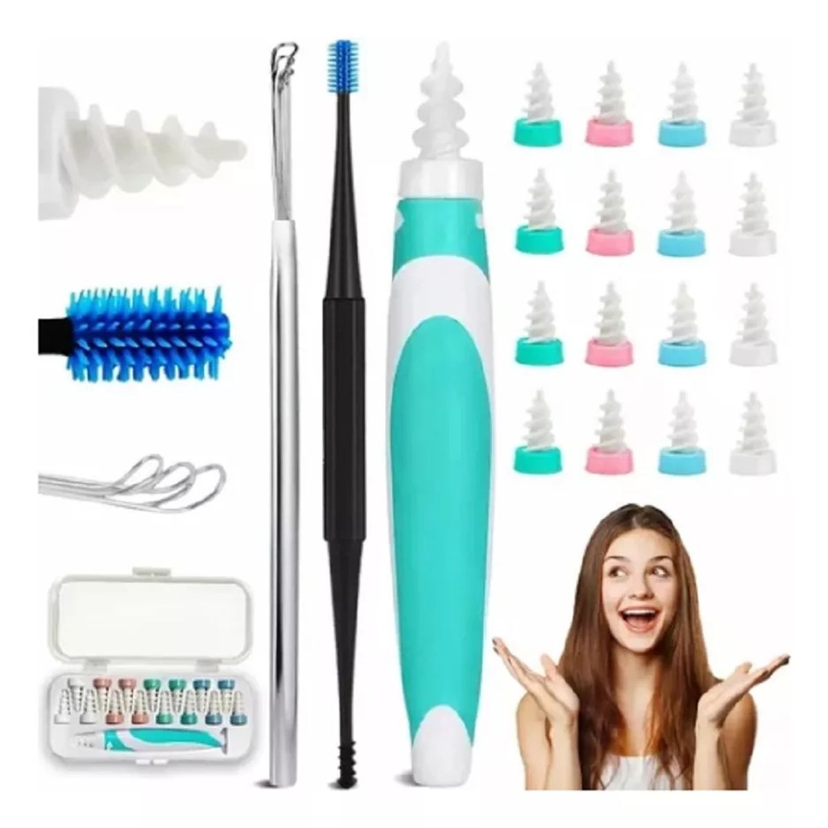 MUNDO MAGIA - Kit De Limpieza Para Orejas 16cabeza Blanda Limpiador Oidos