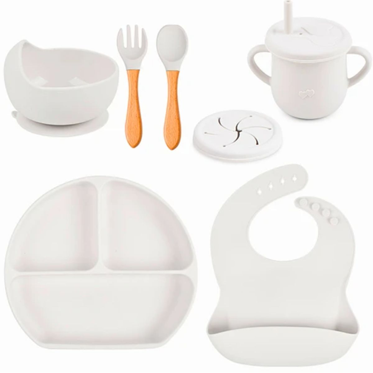 KIDSCOOL - Set De Alimentación Silicona 6 piezas Blanco