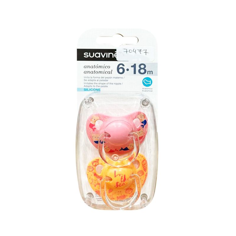 SUAVINEX - CHUPETE ANATÓMICO SIL. 6-18M 2 UNI. SIRENA ROSADA