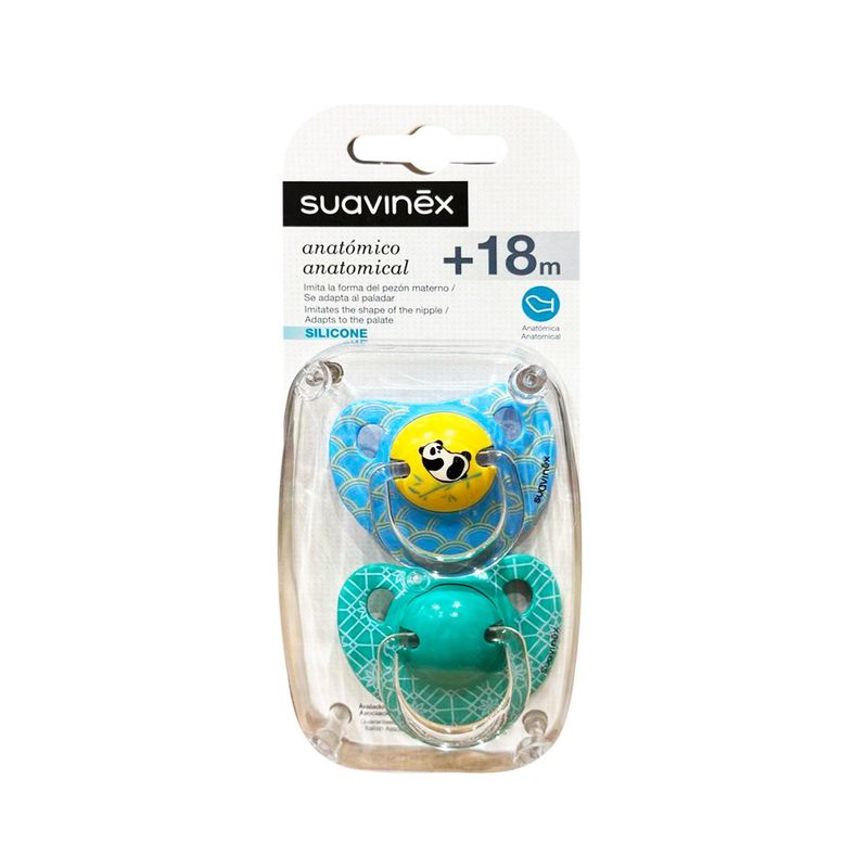 SUAVINEX - CHUPETE ANATÓMICO SILICONA +18M 2 UNI. PANDA RAMA