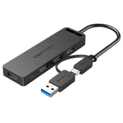 VENTION - Hub de 4 Puertos 2 en 1 - USB-C 30 con Poder -
