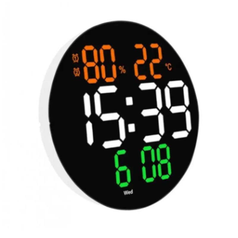 OEM - Reloj Circular De Pared Digital LED Horas Semana Fecha Temperatura