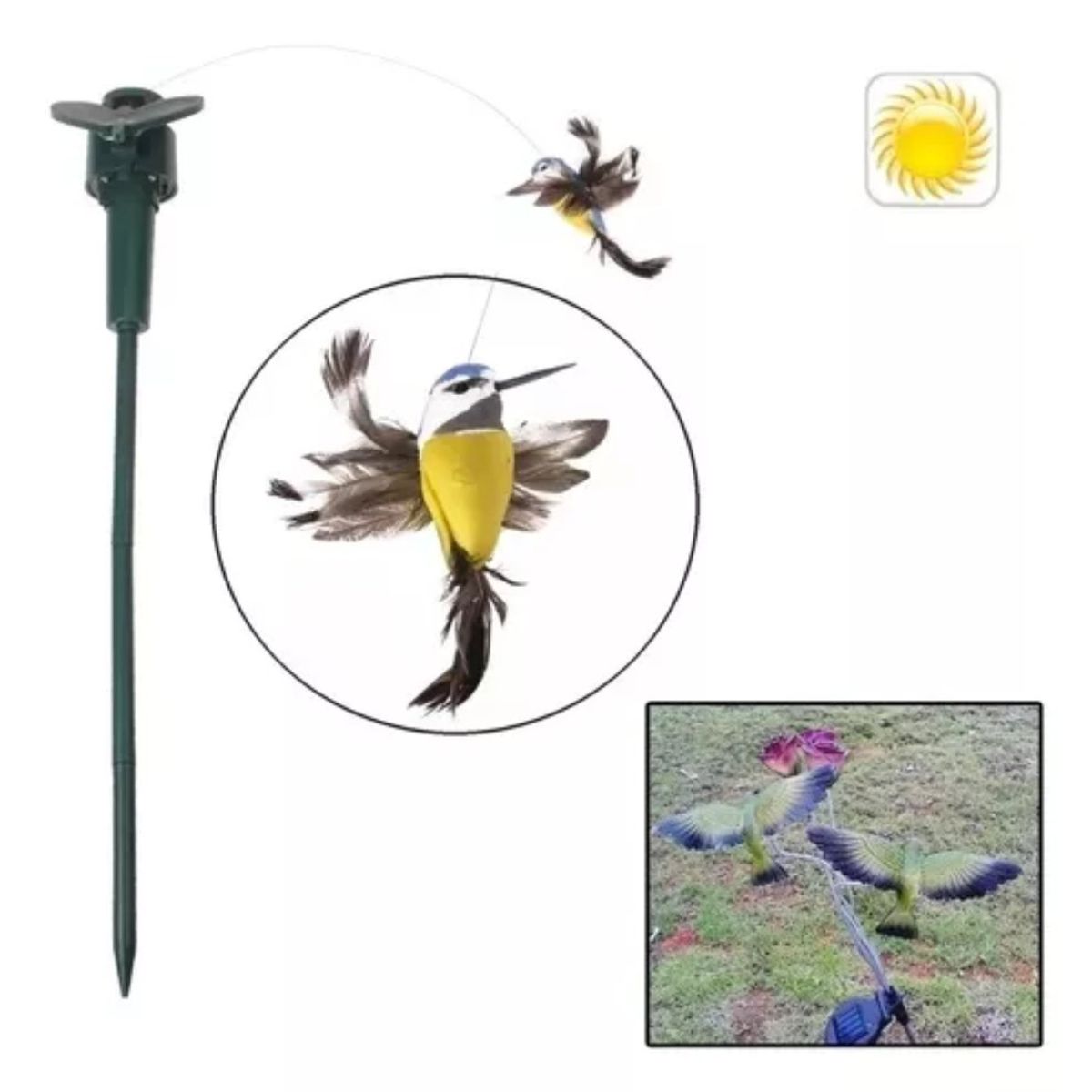 OEM - Set De 03 Colibrí Solar Giratorio Decoración Jardín Flores Plantas