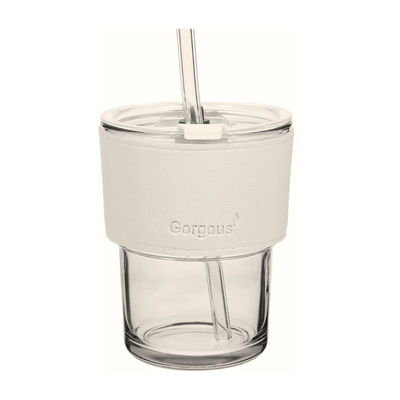 GENERICO - Vasos De Vidrio Con Tapa Y Bombilla 400ml
