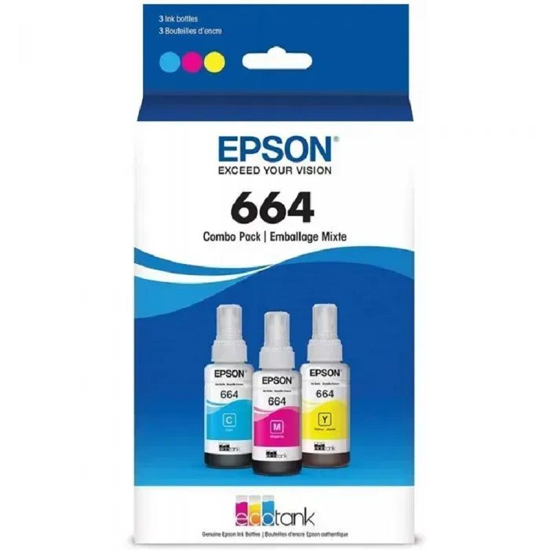 EPSON - Botellas de Tinta Epson T664 70ml pág. 7.500 C-M-A T664520-3P
