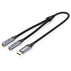 VENTION - Adaptador USB-C a 35mm Dual de Aluminio -