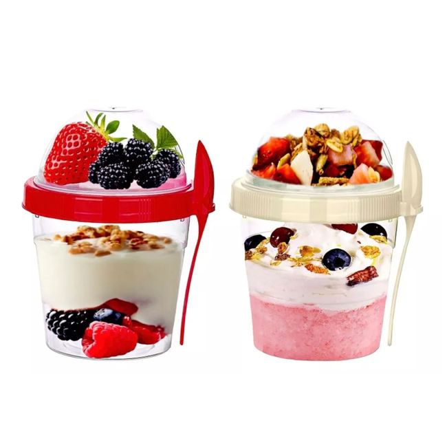 GENERICO - Set 2 Vasos Para Yogurt Frutas O Cereales 500ml Titiz
