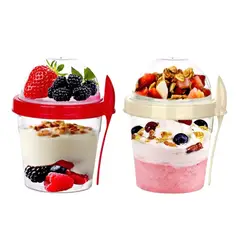 GENERICO - Set 2 Vasos Para Yogurt Frutas O Cereales 500ml Titiz