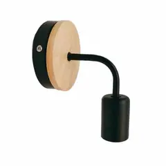 GENERICO - Aplique De Pared Metal Negro Y Madera Incluye Ampolleta G95