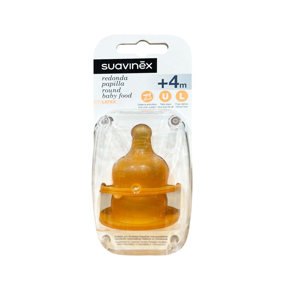 SUAVINEX - REPUESTO TETINA REDONDA LATEX 2 UNI. +0M FLUJO DENSO