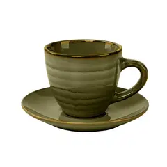 DANNY HOME - Set 6 Tazas de Cafe con Platillo Verde Estilo Rosca 100cc