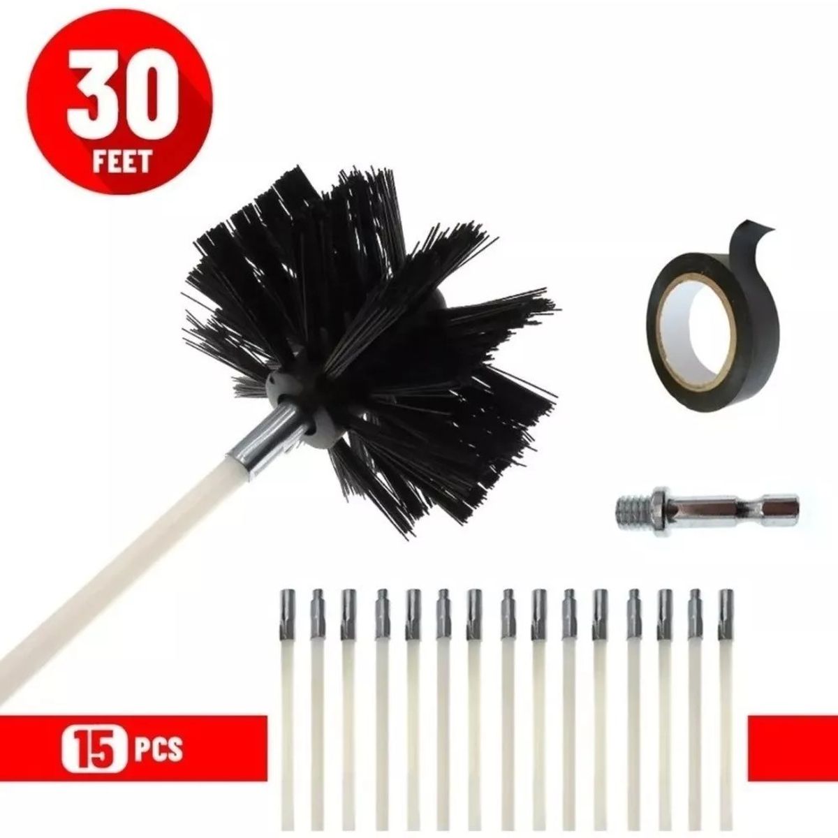 MUNDO MAGIA - Kit Limpieza Chimenea Combustión Lenta Cubre 9 Mts De Cañón