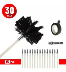 MUNDO MAGIA - Kit Limpieza Chimenea Combustión Lenta Cubre 9 Mts De Cañón