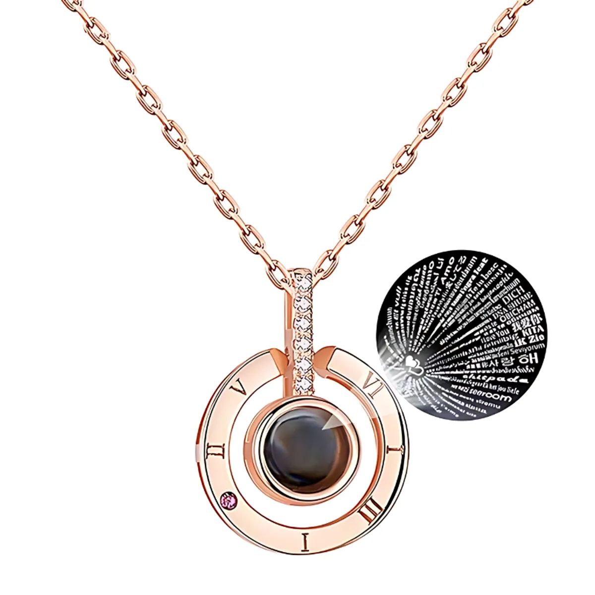 GENERICO - Collar Reflectante Te Amo 100 Idiomas Proyector Parejas