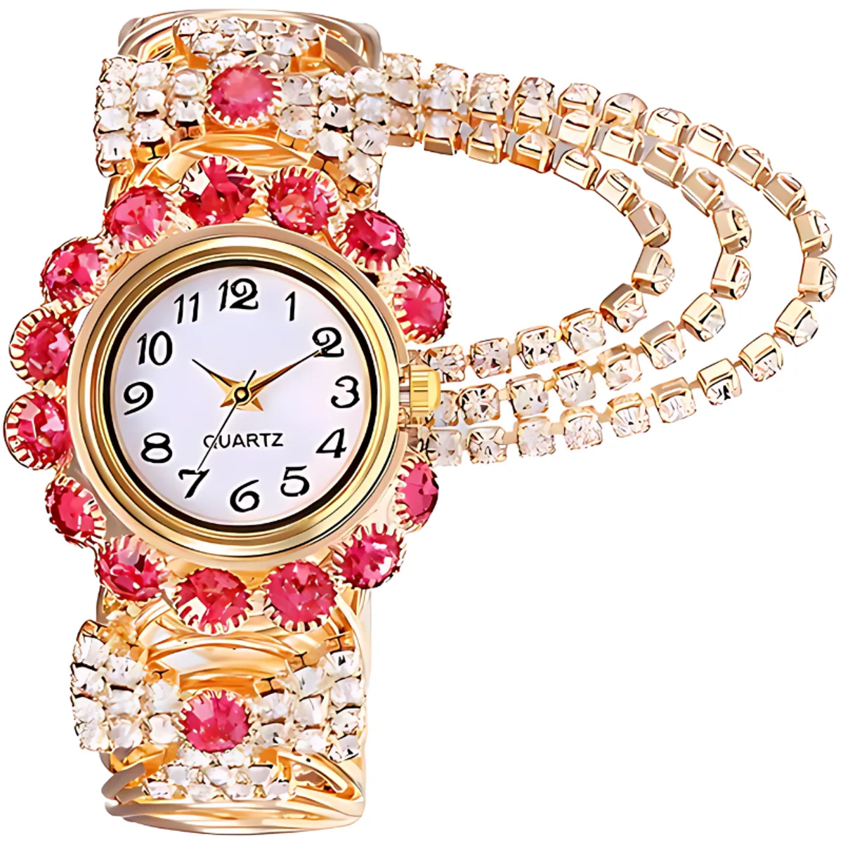 QUARTZ - Reloj De Cuarzo Redondo Brillante Con Diamantes Para Mujer